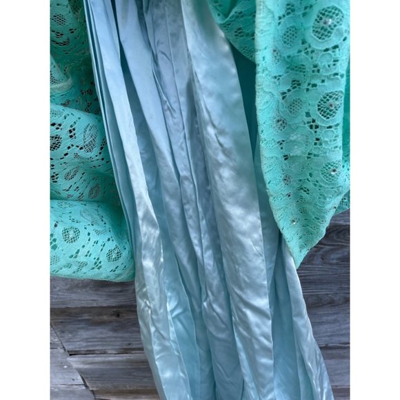 Vintage 1960 Lace Aqua Green Maxi Dress - Picture 4 of 14